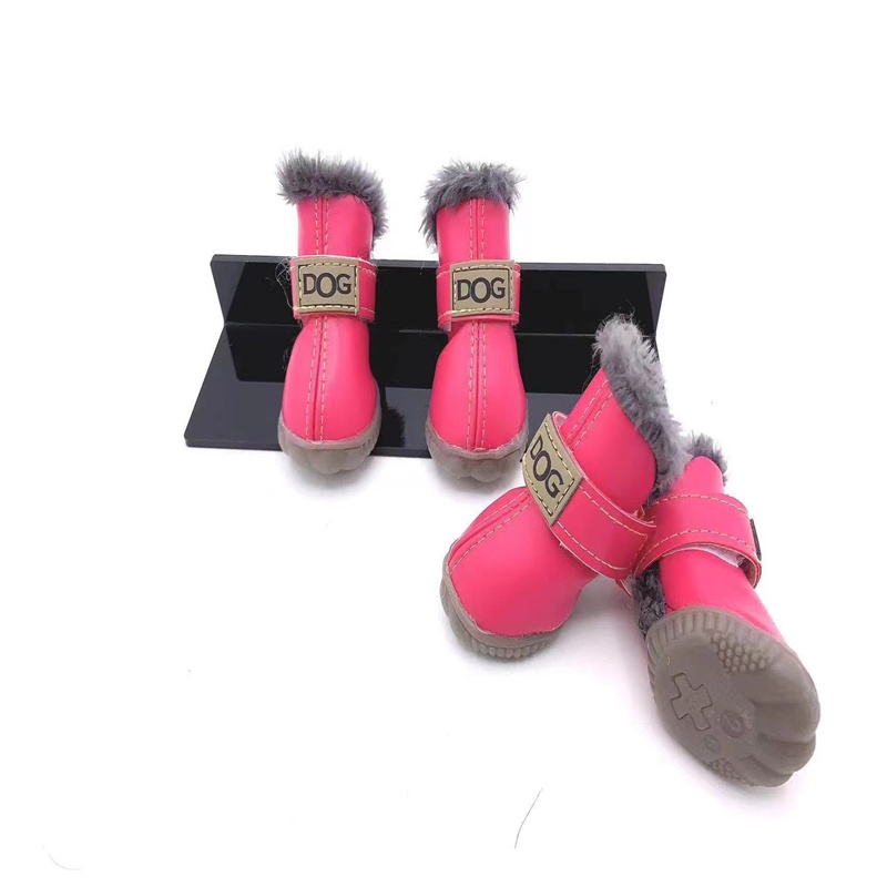 Leather Dog Snow Boots Waterproof Chihuahua Pug Shoes Pet Supplies 4 Pcs/set Winter Pet Dog Shoes For Small Dogs Cats Super Warm: XS / Yellow