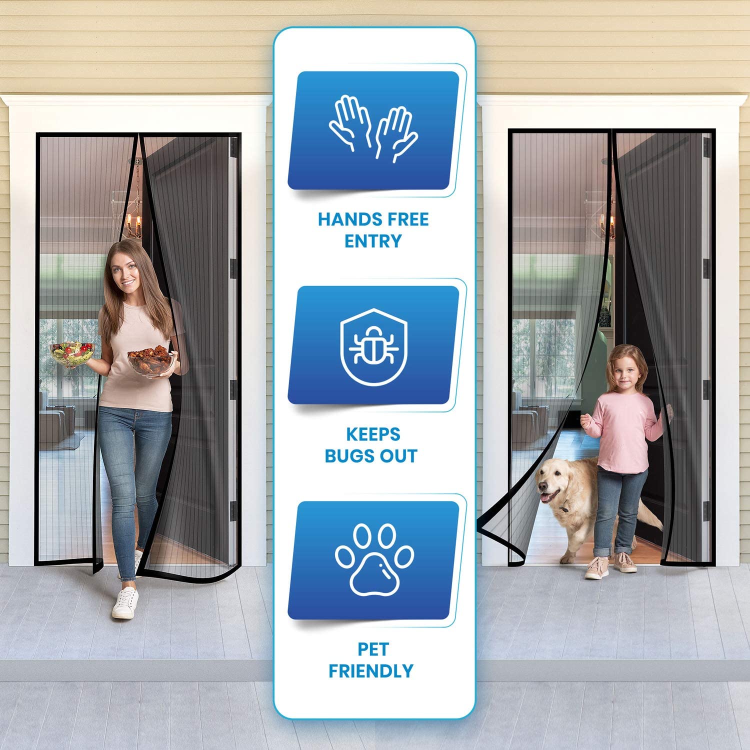 Hands-free Magnetic Anti-Mosquito Net Door Net Anti Fly Insect Mosquito Door Window Screens Reinforced Magnetic Curtain Mesh
