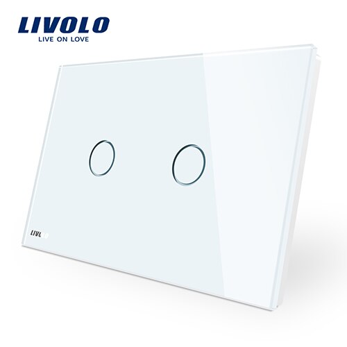 LIVOLO Wall Switch Ivory White Glass Panel, AU US C9 Standard Touch Light Switch with LED indicator,dimmer remote control: 2gang