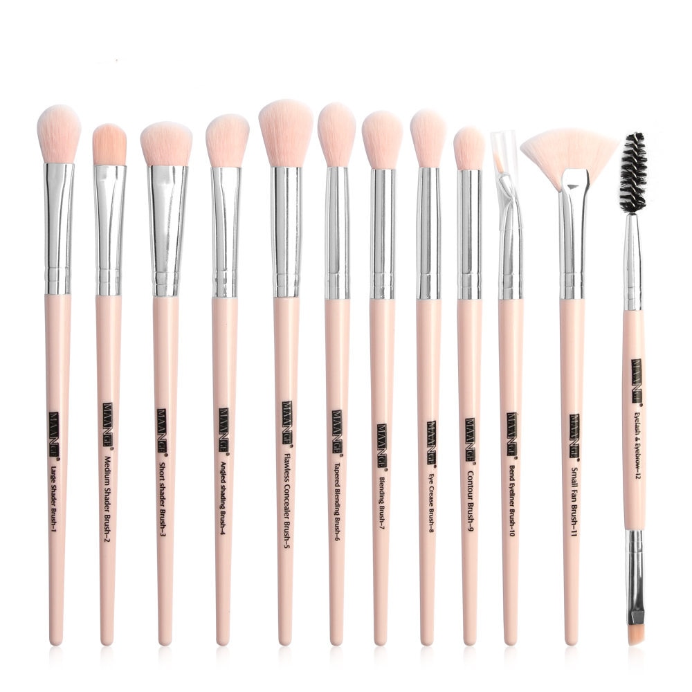 12 Stks/partij Make-Up Kwasten Set Professionele Make-Up Kwasten Set Oogschaduw Blending Eyeliner Wimper Wenkbrauw Borstel Voor Make-Up Tool