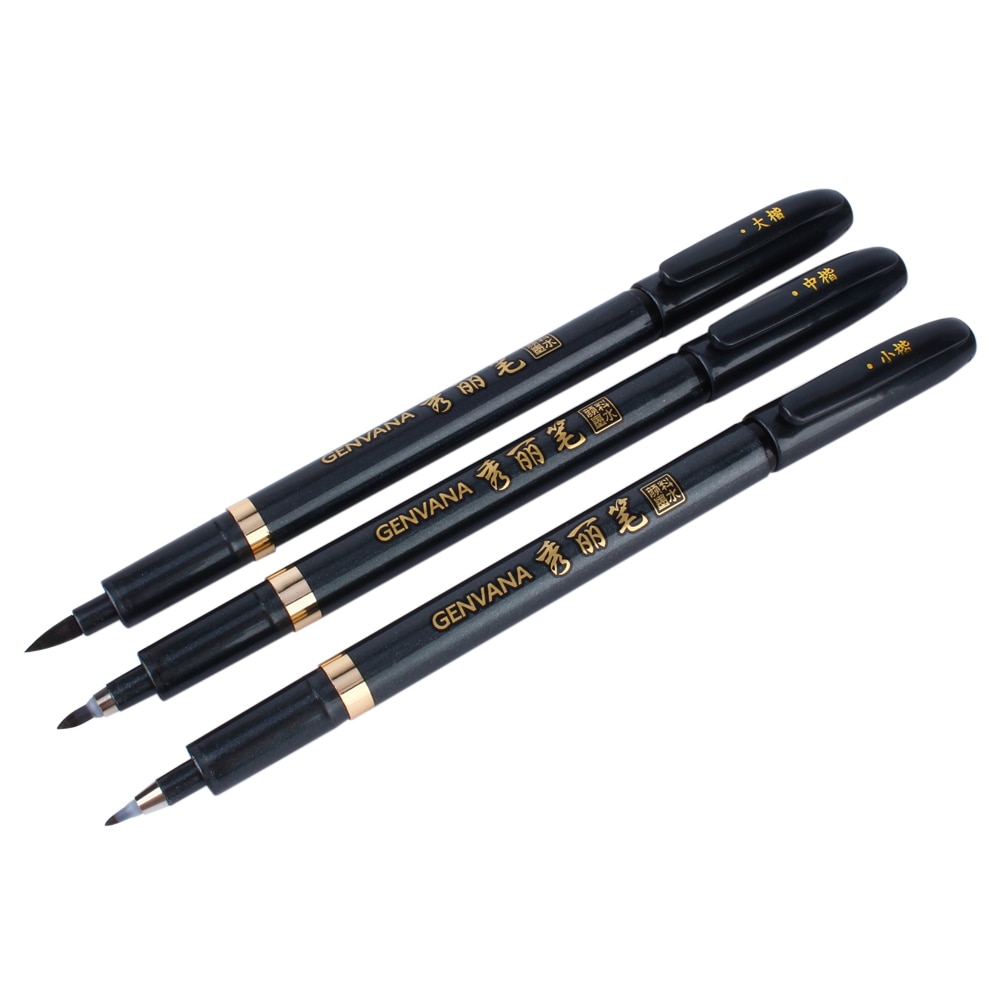 L/m /s 3 stk kinesisk japansk kalligrafi shodo pensel blæk pen skrive tegning håndværk størrelse