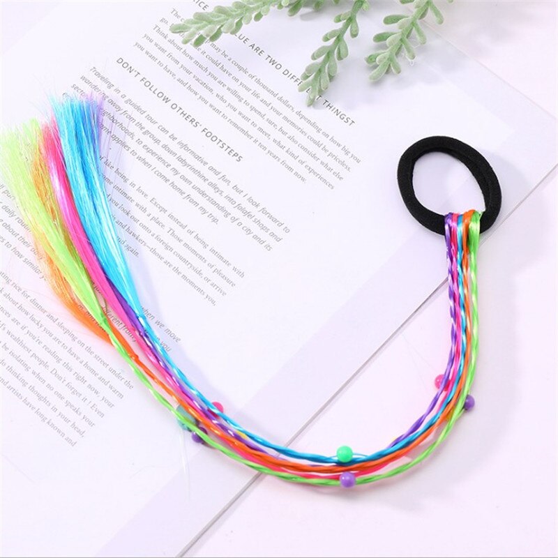 Perruque bandeau Simple en caoutchouc pour filles | Corde tressée, accessoires pour cheveux, perruque corde pour cheveux, outils pour cheveux, coiffe de tête de cochon: bead multi