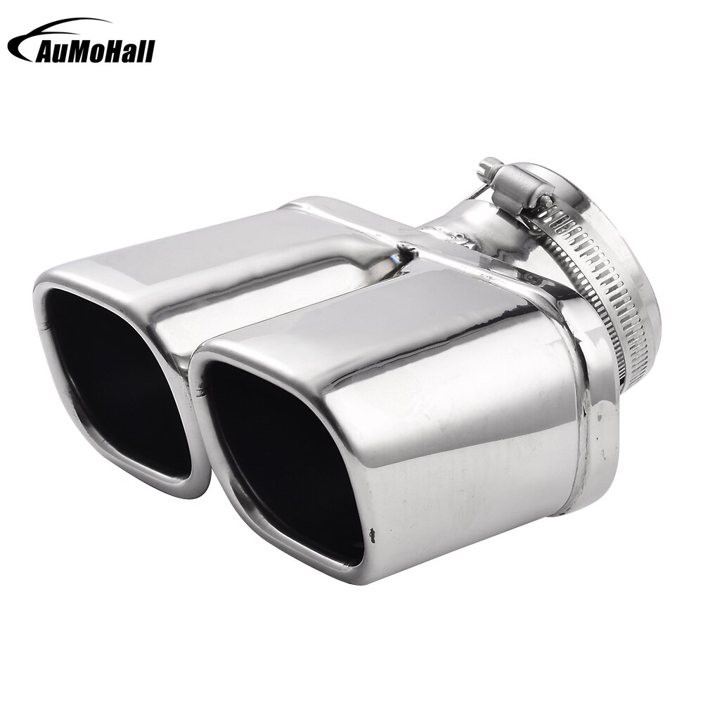 Y-rør bil udstødningsrør rustfrit stål dobbelt rund hale lydpotte spids rør auto sølv farve indvendig diameter 7 cm bil rør