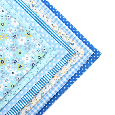 ShuanShuo 50x50 cm Normale 8 soort verschillende Series Patchwork Katoen Stof Fat Quarter Bundel Voor DIY Naaien stof: BLUE