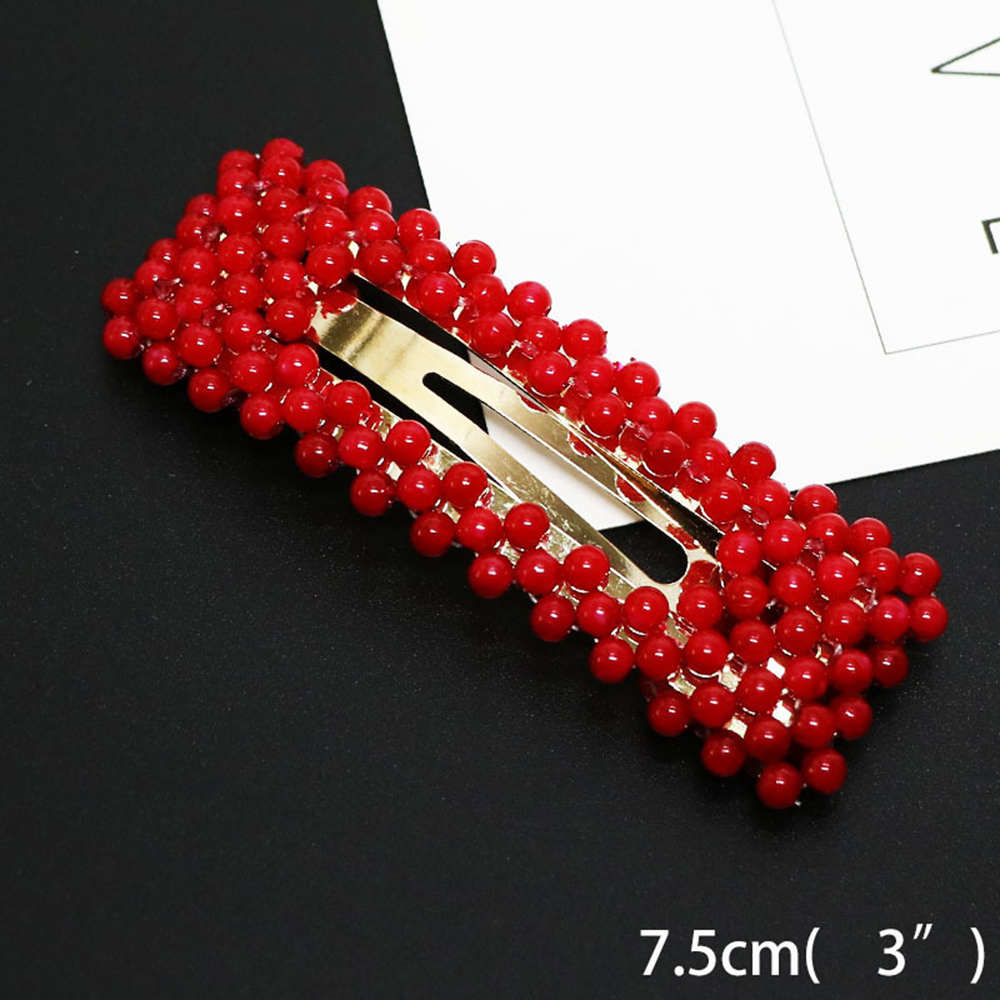 1Pc de rojo Clip de perla para el cabello para mujer coreano broche de pasador de horquilla de barra Accesorios para peinados: 01