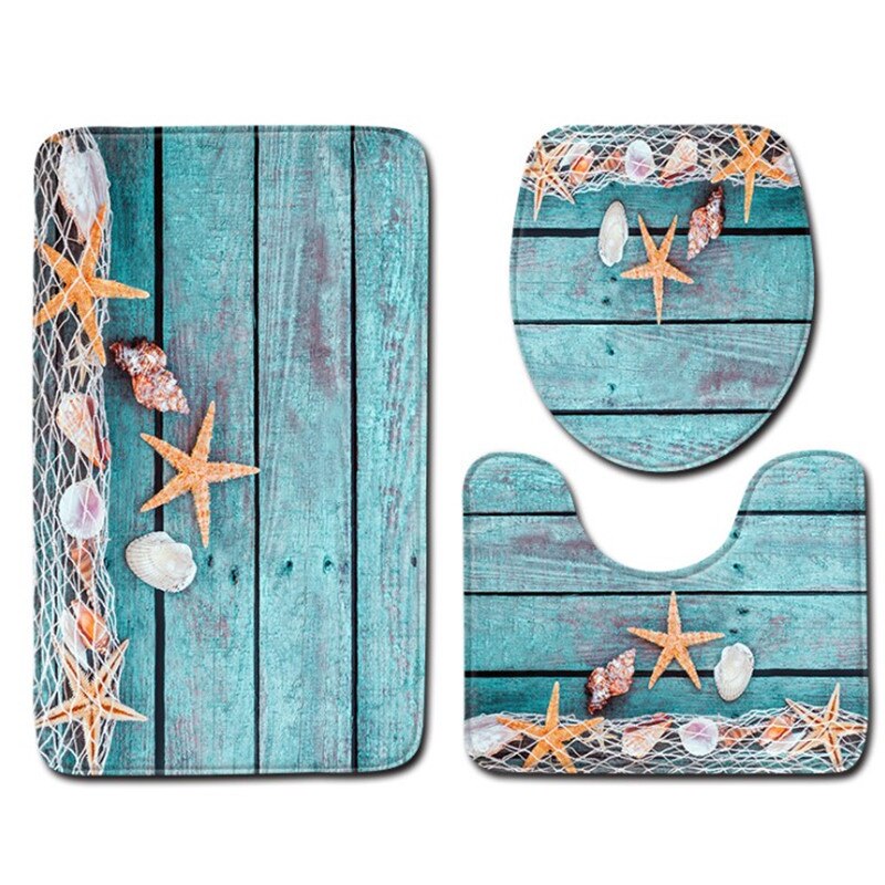 3 Stks/set Zeester Wc Mat Coral Fluwelen Voor Antislip Zachte Toilet Badmat Accessoires Keuken Tapijt Deurmatten home Decor: N