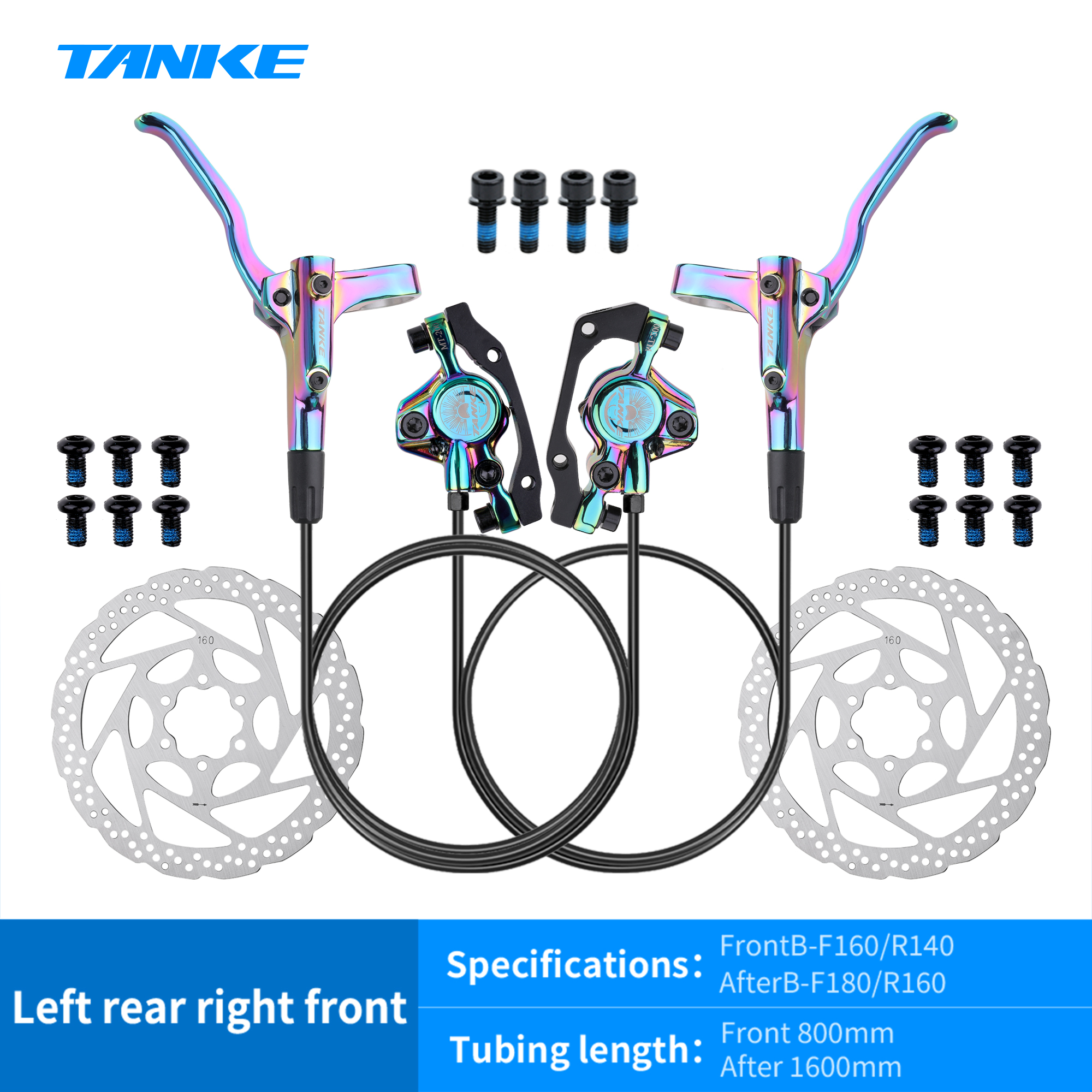 TANKE MT200 bicicleta freno de disco hidráulico MTB freno BL BR 800/1600mm freno de bicicleta 2 pistones 3 dedos palanca de acero piezas de bicicleta actualización: Verde