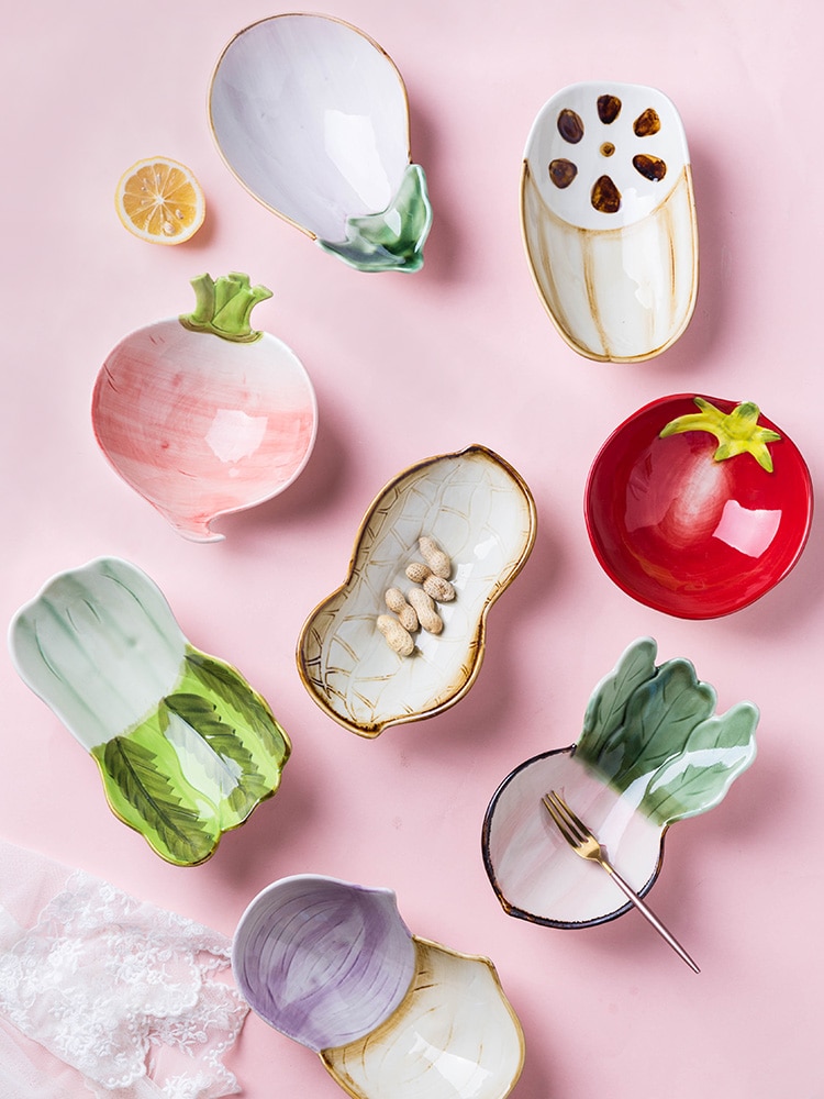 Forma vegetal porcelana louça uso doméstico salada tigela sobremesa alface prato criativo moda cerâmica utensílios de mesa