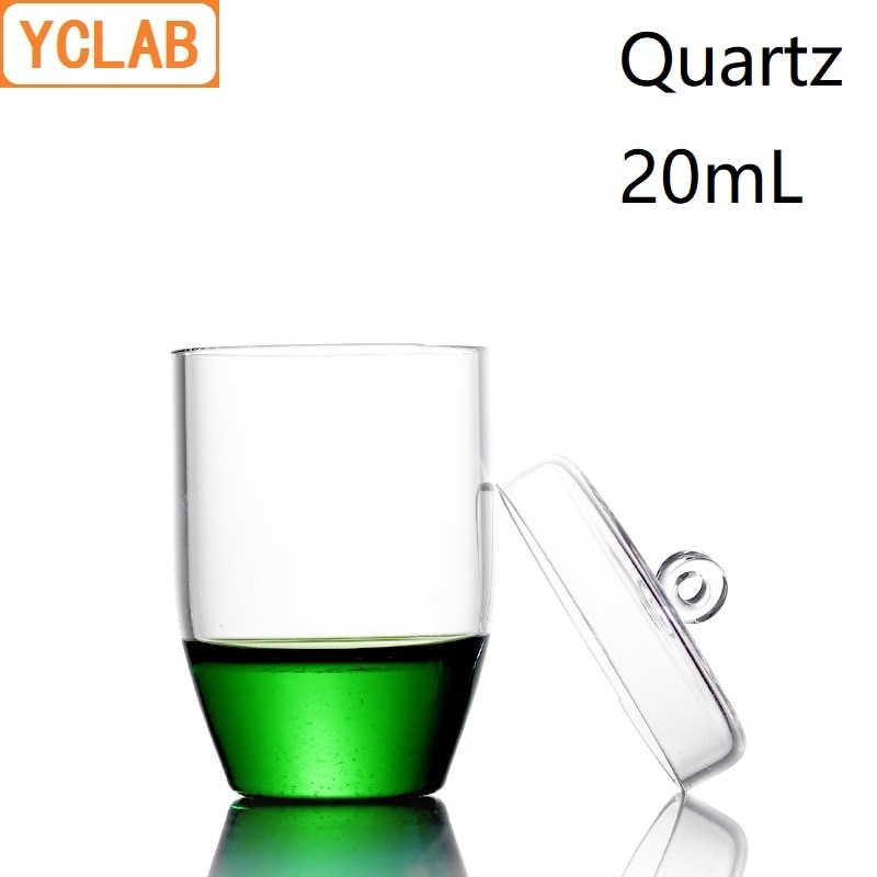 Yclab 20ml kvarts degel med lock eller inget lock mycket transparent högtemperaturresistent laboratorieutrustning för kemi