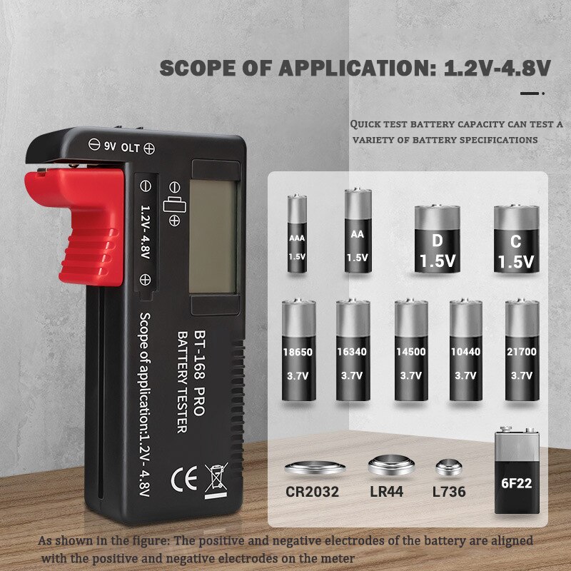 En -168- pors digital lithium batteri kapacitetstester ternet belastningsdisplay check knapcelle universal test: Bt -168 pro