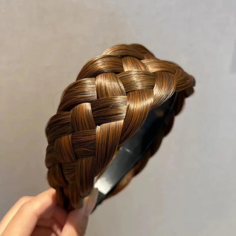 Diademas de peluca de giro ancho para mujer, trenzas anchas de espina de pescado, diademas hechas a mano, aro para la cabeza, accesorios para el cabello,