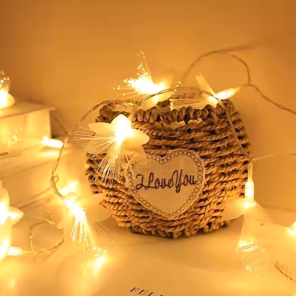 2/3M LED Glasvezel Fairy Light Batterij-aangedreven Garland Kerst Decoratie Party Nieuwjaar Decor Kunstbloemen Festoen