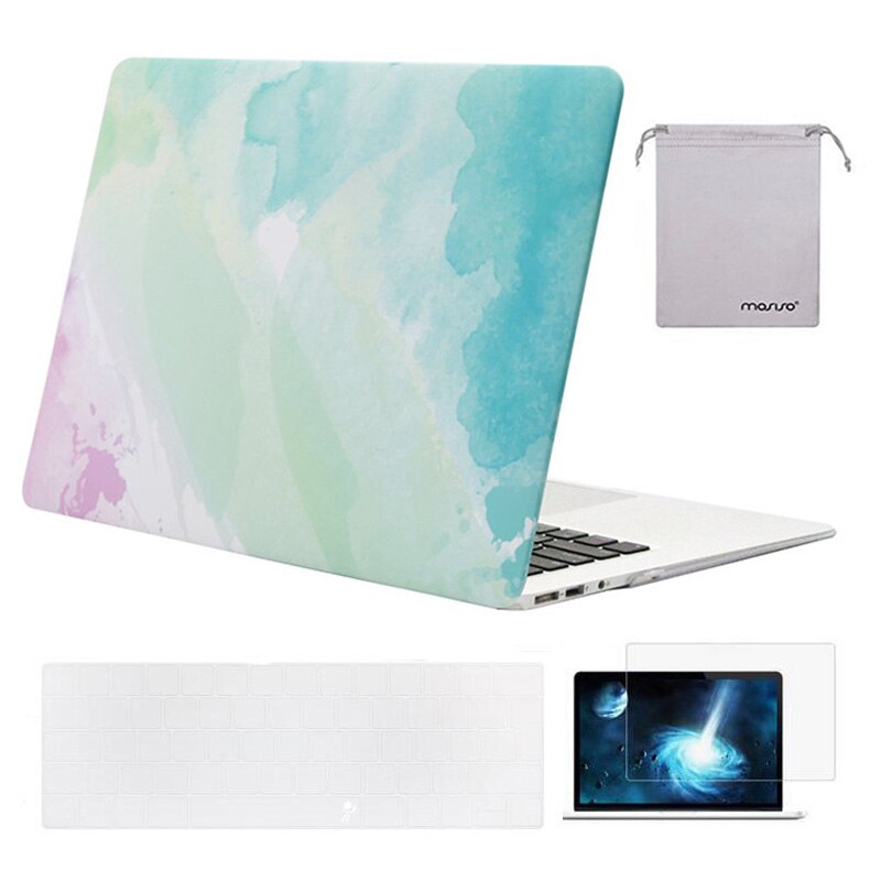 Mosiso laptophoes voor macbook air 13 inch,  a1466 a1369 + siliconen toetsenbordhoes + schermfolie + opbergtas: Regenboogmist