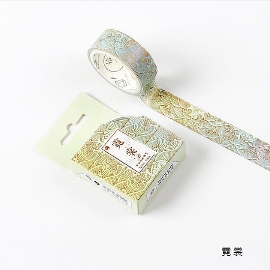 Chinese Retro Divine Gold Foil Pattern Crane Gilding Washi Tape DIY Scrapbooking Sticker Label Masking Tape School Office Supply: 8