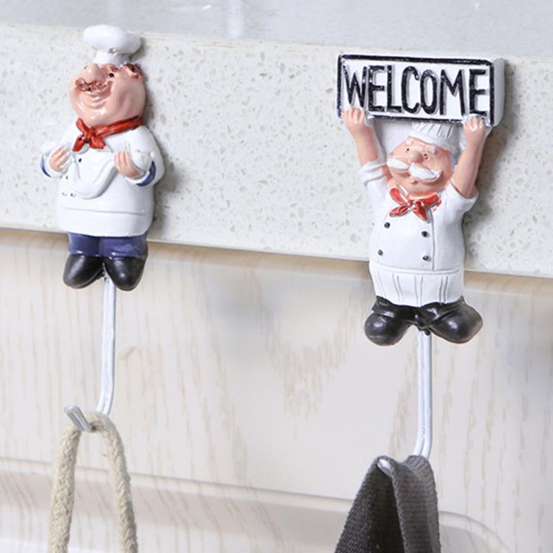 Rvs Haak Cartoon Koken Chef Leuke Haak Keuken Badkamer Handdoek Muur Haak Decoratie Plakken Opbergrek