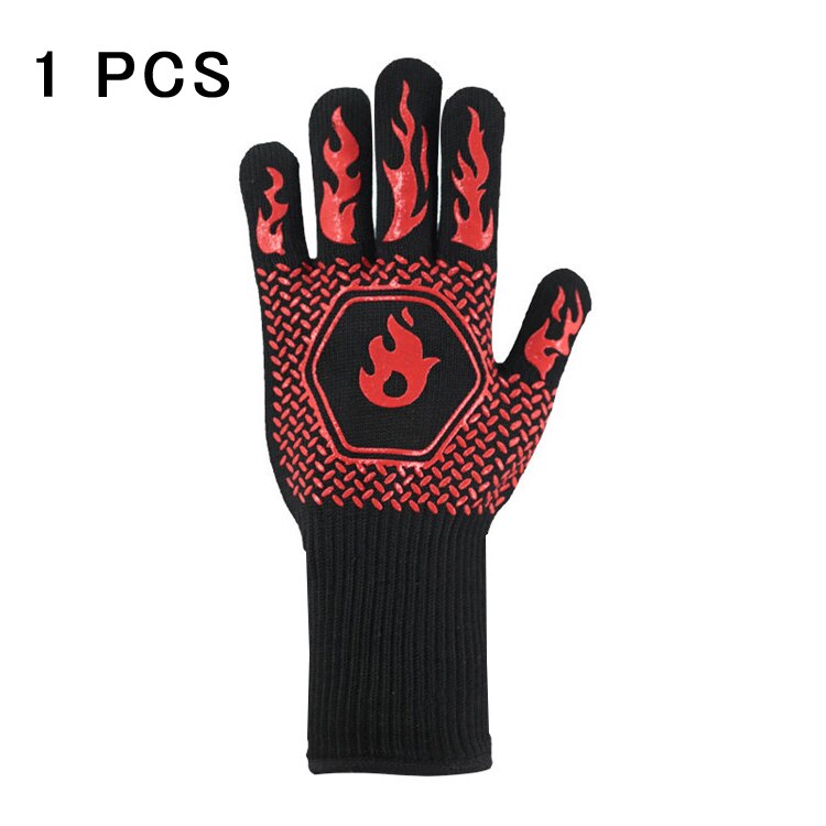 BBQ Gloves Extreme Heat Resistant Fireproof Heated Baking Cooking Microwave Bbq Barbacoa Kitchen Barbecue Oven Grill Gloves: GRAY