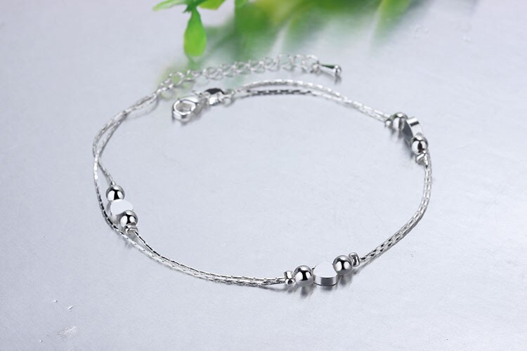 Simple silver Variety of choices Anklet For Women S925 Ankle Bracelet Adjustable Length: G