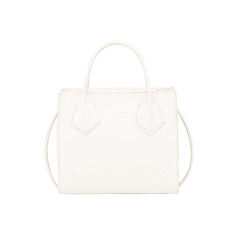 Senhora doce padrão de crocodilo couro do plutônio bolsa tote feminino jacaré quadrado crossbody mensageiro saco de moda bolsa de ombro: WHITE