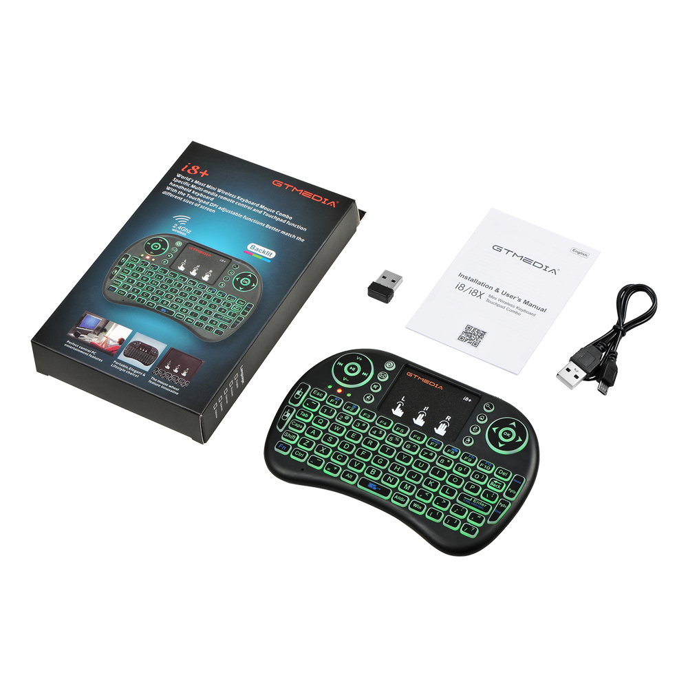 GTmedia – clavier portable sans fil 2.4GHz, i8 ,I8S, rétro-éclairé, Version espagnole, pavé tactile, pour Android TV BOX GTC G1