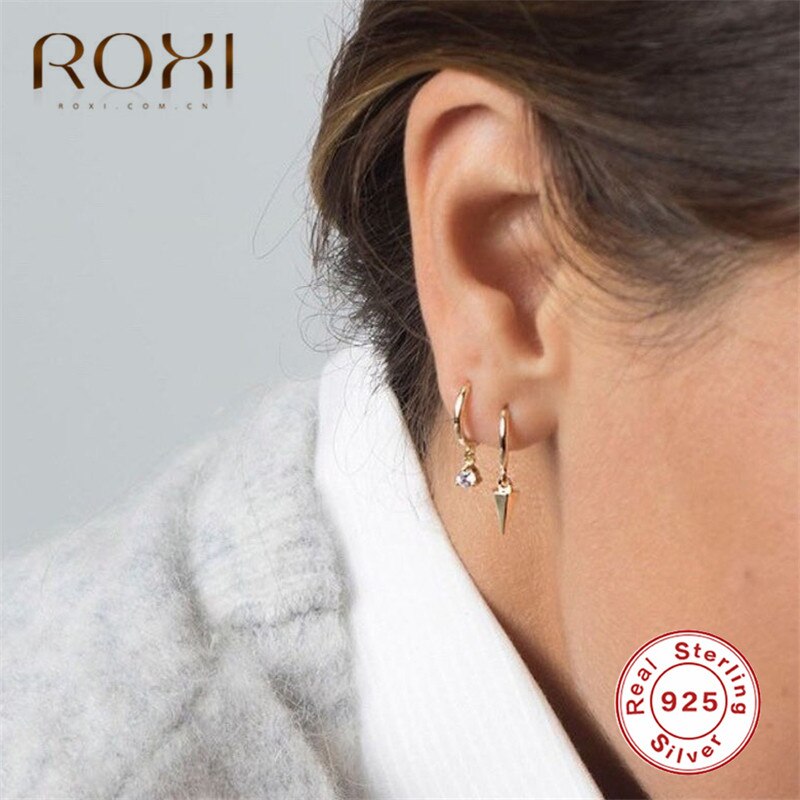 ROXI Luxury Female Zirconia Hoop Earrings for Women CZ Crystal Round Circle Earings Jewelry Korean Earrings Summer