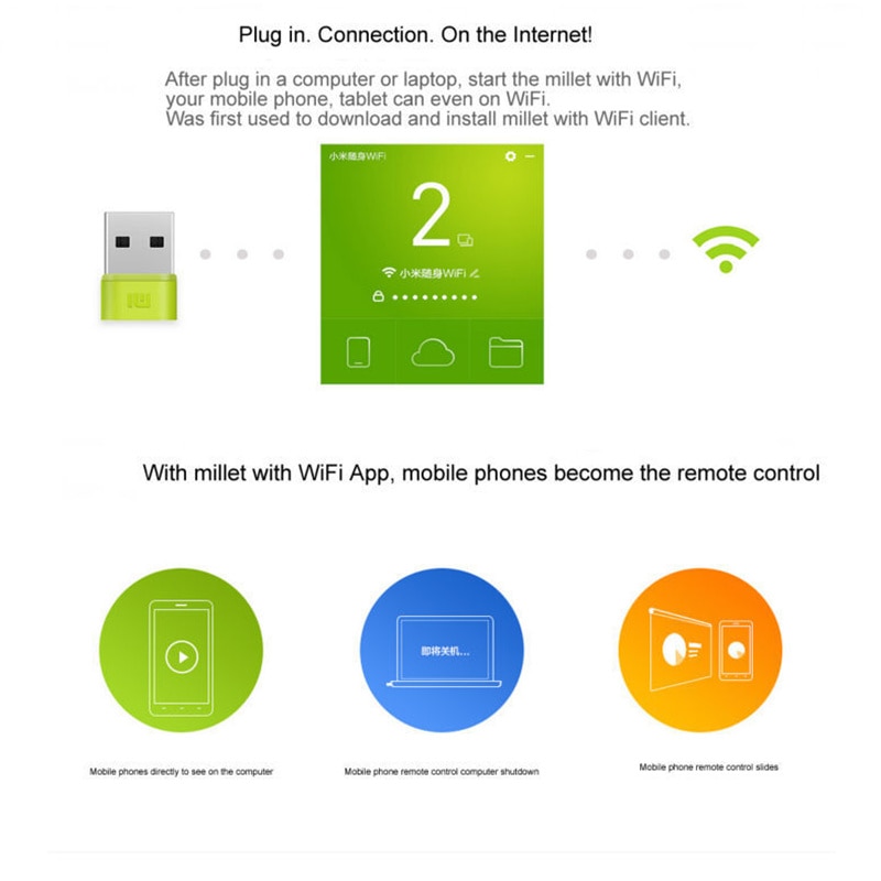 Xiaomi WiFi Portable Mini USB Wireless Router/Repeator WiFi USB Adapter With Work With MiWifi APP