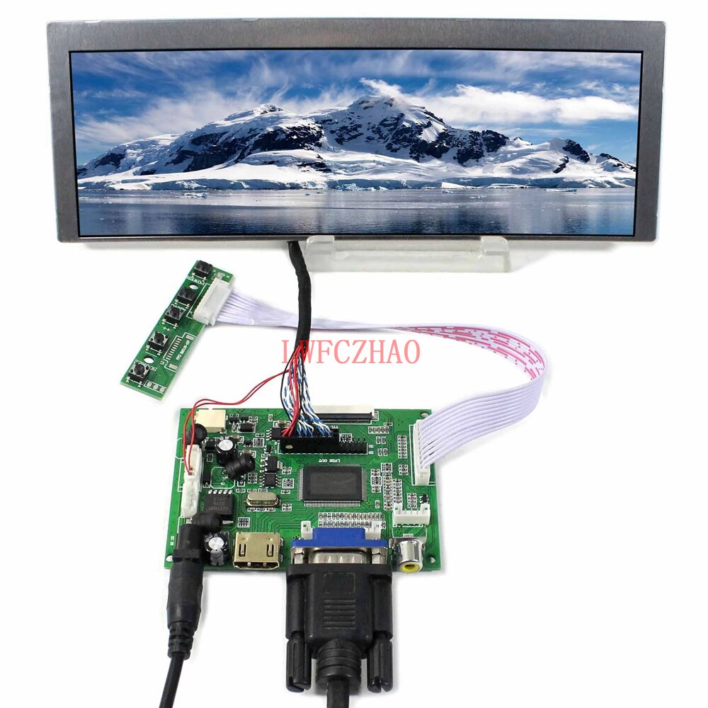 Original Sharp 9.1" LQ091B1LW01 822x260 LCD LED Screen with HDMI+VGA+2AV Contorll Board Monitor