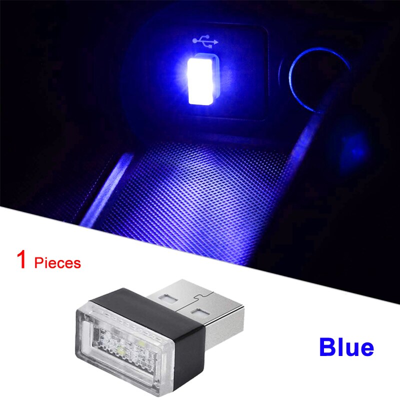 Mini USB LED Nacht Lichter Auto Innen Atmosphäbetreffend Lampe Auto Dekoration Umgebungs Beleuchtung LED Neon- Birne Auto Waren 5V weiß verrotten: Blau