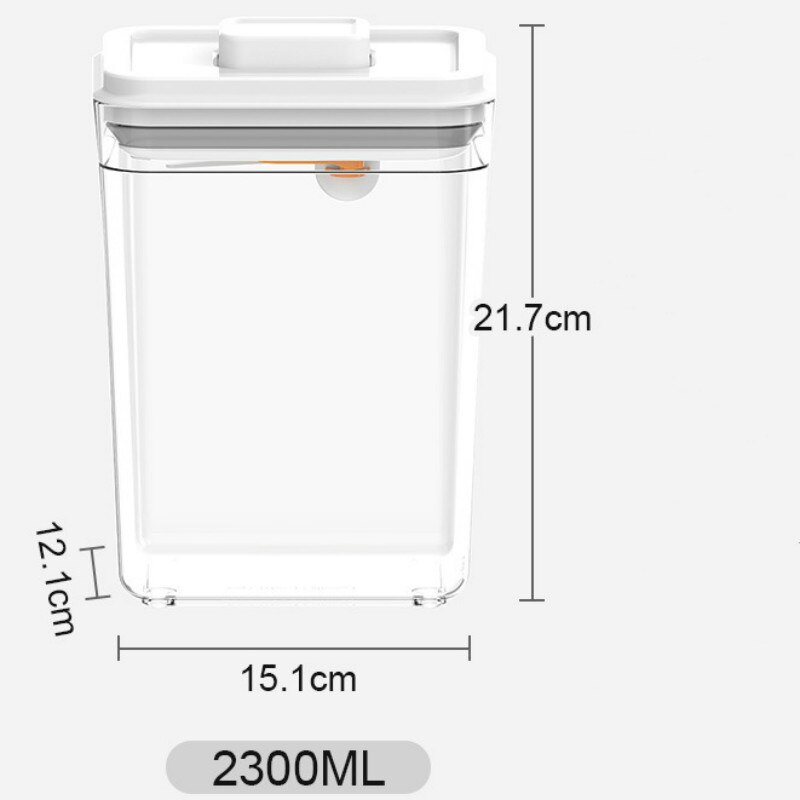 Lufttætte madopbevaringsbeholdere plast mælkekraftbeholdere med tryklåse køkken køkken pantry organisation opbevaringstank: Hvid 2300ml