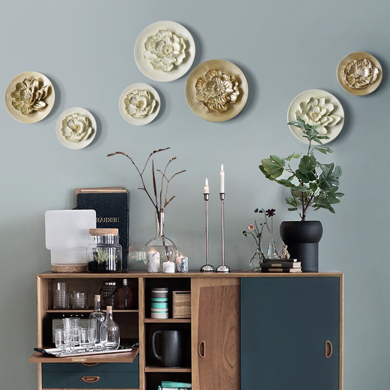 8 Inch Resin Flower Decorative Board Wall Panel Wall Decoration For Home Decoration Three-dimensional European hotel club hall a