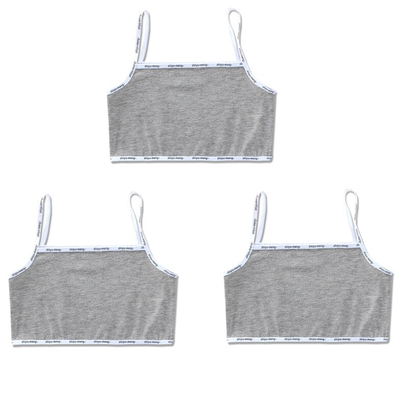 3 pz/lotto bambini biancheria intima modello 100% cotone ragazze canotta colore della caramella canottiera ragazze gilet 8-14years: Grey