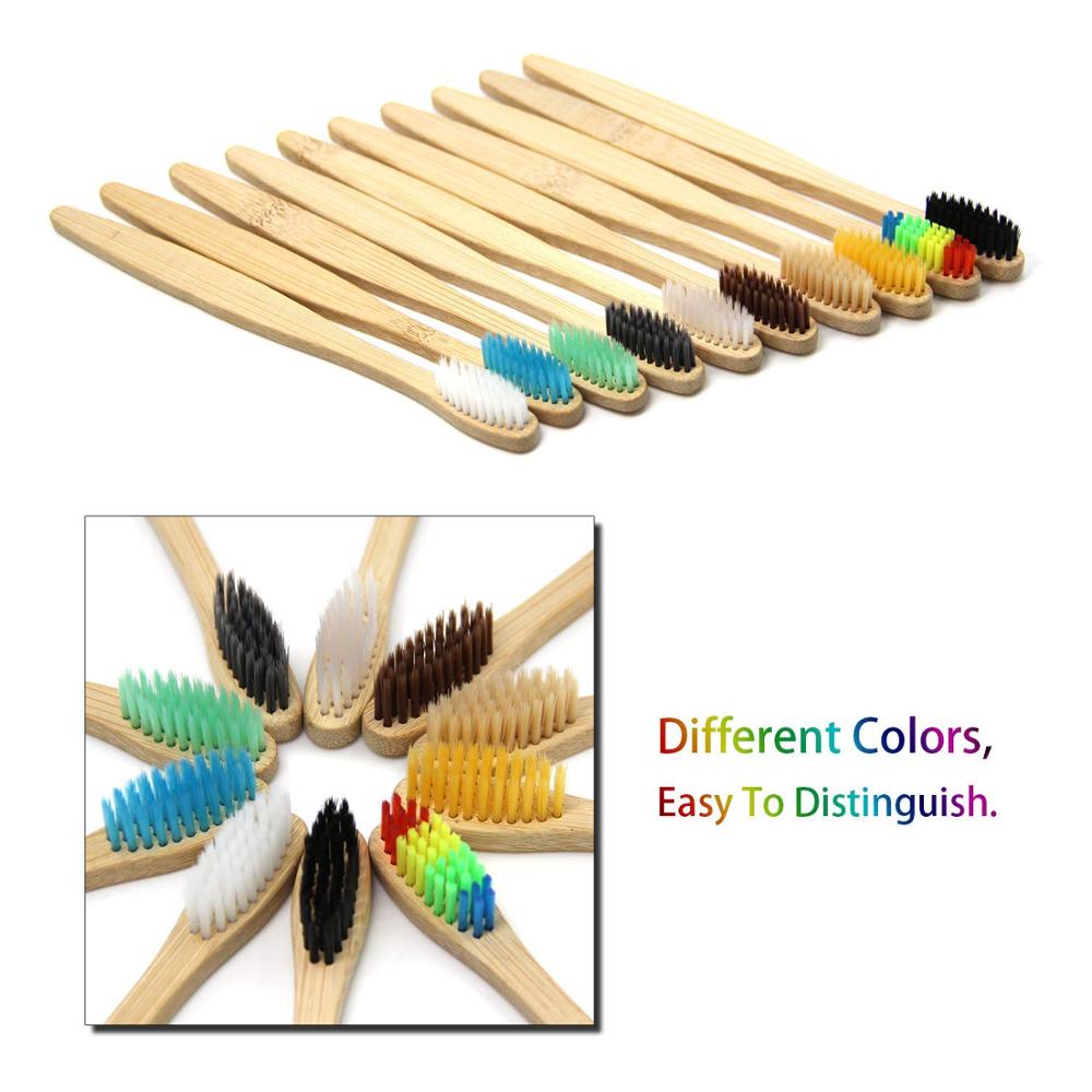Biodegradable Bamboo Toothbrushes, 10 Piece BPA Free Soft Bristles Toothbrushes, Natural, Eco-Friendly, Green and Compostable: No box