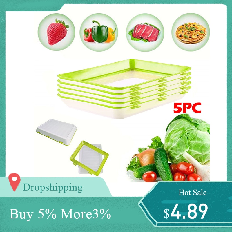 5Pcs Fresh Food Preservation tray Organizer For Fresh Food Preservation Pallet Refrigerator Food Storage Container