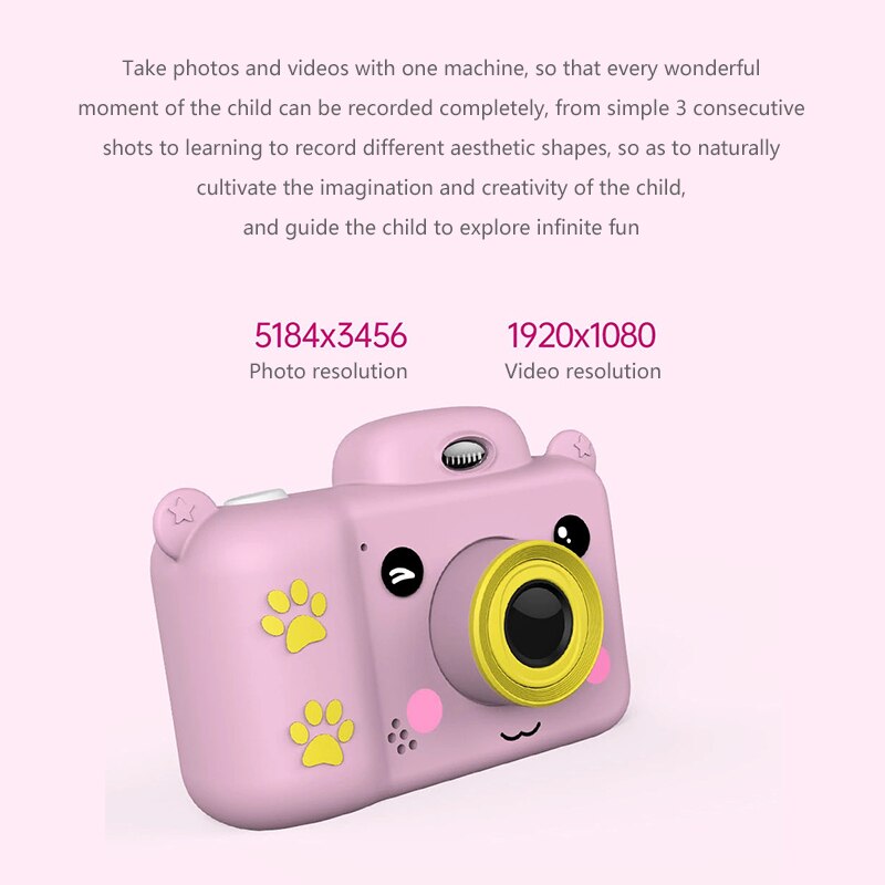 Mini enfants caméra Full HD 1080P appareil photo numérique 2.4 pouces écran enfants jeu étude jouet caméra double lentille mignon dessin animé caméra