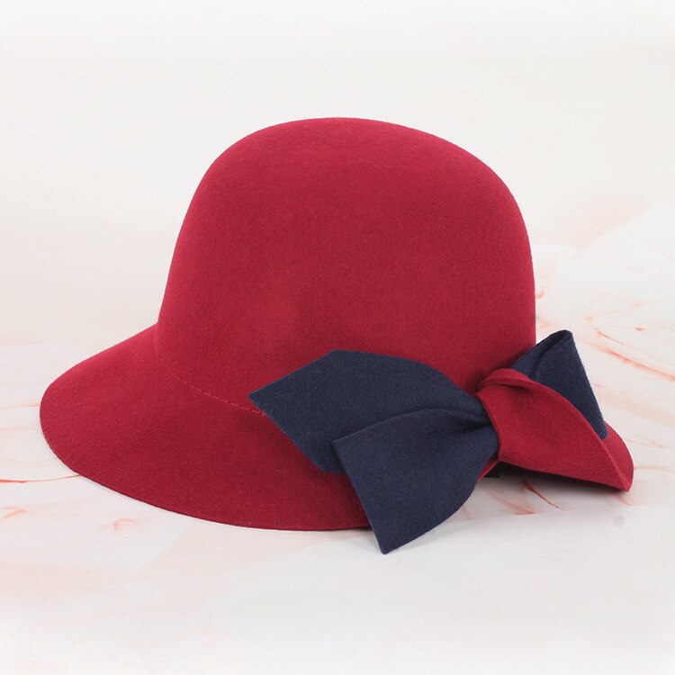 Ladies Cloche Winter Cap Soft For Girl Hats Trendy Derby Wool Bowler Fall Winter Warm Lovers Fedoras Princess Caps Chapeau Femme: Wine