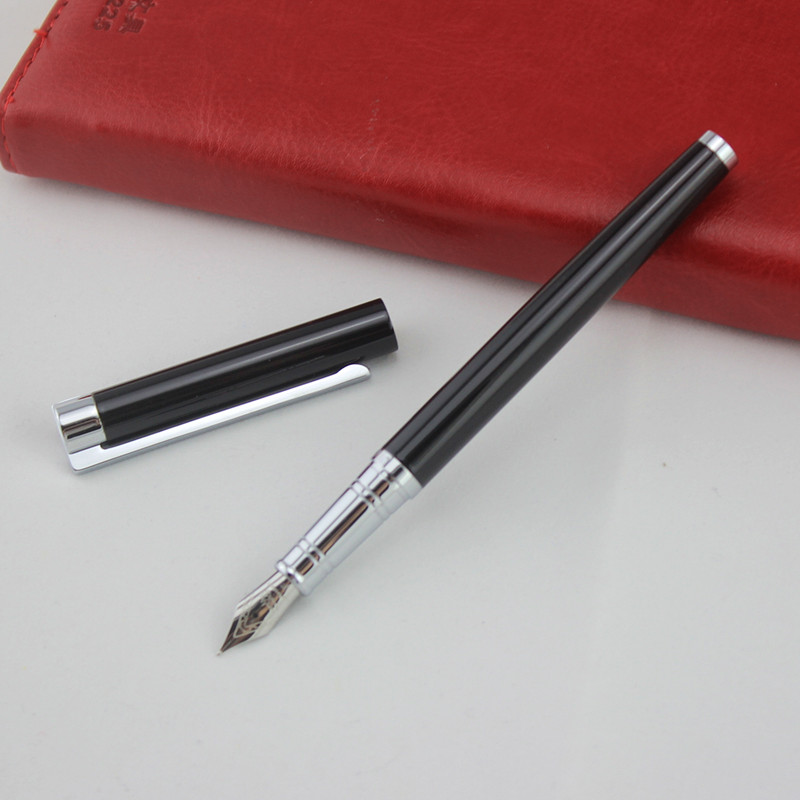 Jinhao 126 Luxury Black and Silver Clip 0.5mm Metal Fountain Pen Inking Pens for Writing School Office Stationery