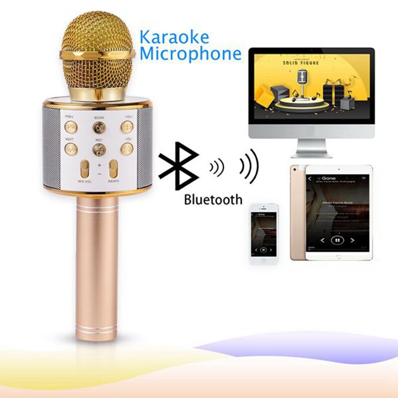 Kannettava bluetooth langaton karaoke mikrofoni puhelin soitin mikrofoni kaiutin tallentaa musiikkia ktv mikrofoni