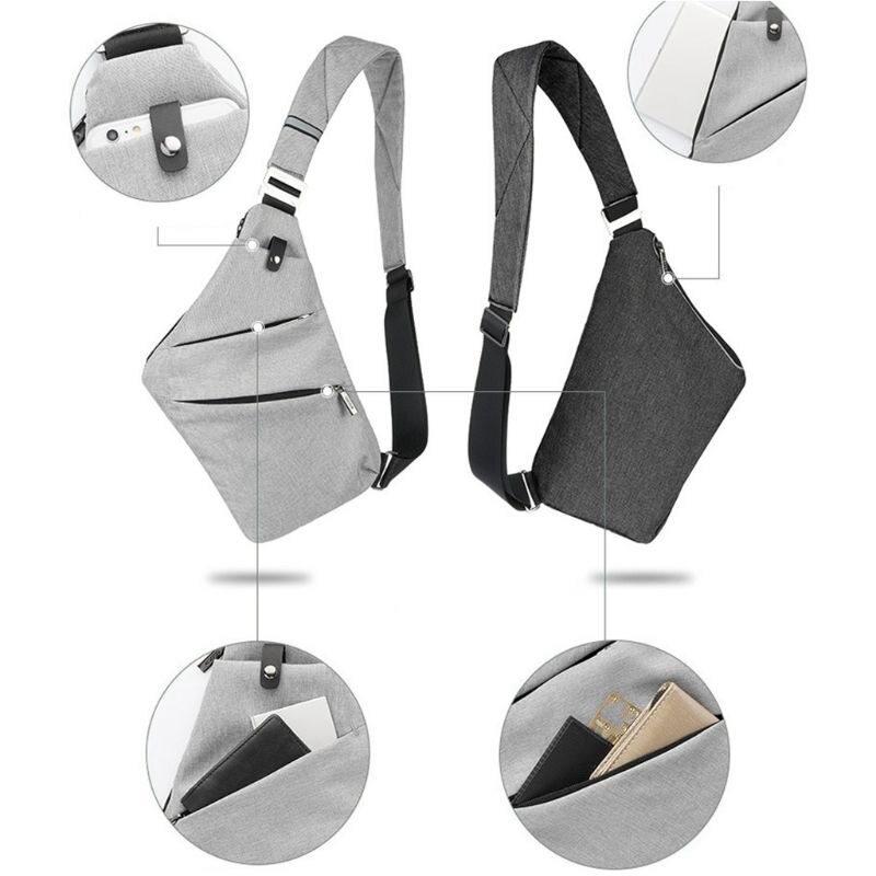 Osoce Men Nylon Crossbody Shoulder Chest Thin Sling Casual Bag Satchel