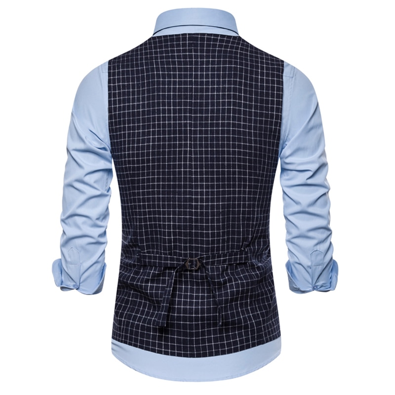 Mens Classic Plaid Pak Vest Double Breasted Jurk Vesten Slim Fit Busienss Formele Tuxedo Vest Mannelijke