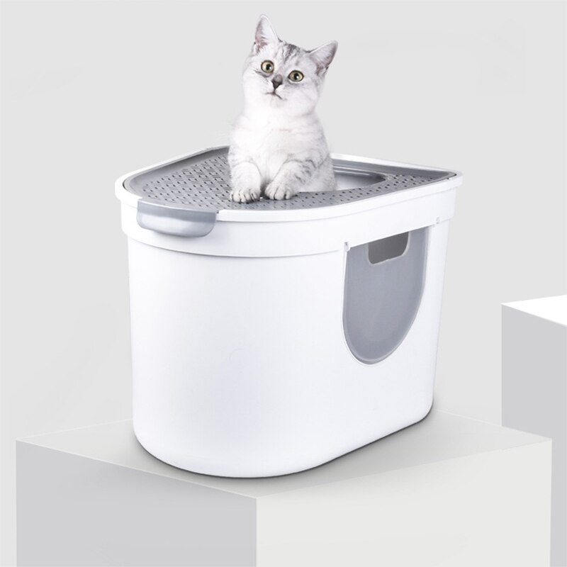 Pet Cat Litter Box Oversized Fully Enclosed Cat Toilet Deodorization Cat Potty Pet Household Cats Tray Fold Top Cover Easy Clean