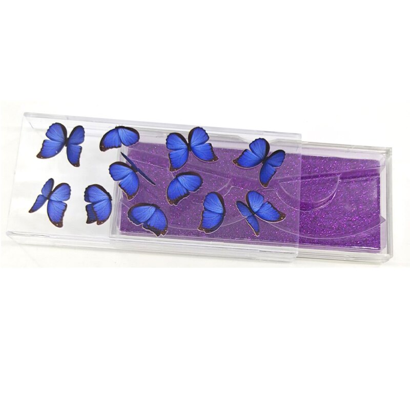10 stk butterfly print øyenvippe emballasje boks tomme bokser øyenvippe pakke boks 8-20mm vipper rektangel boks: 1