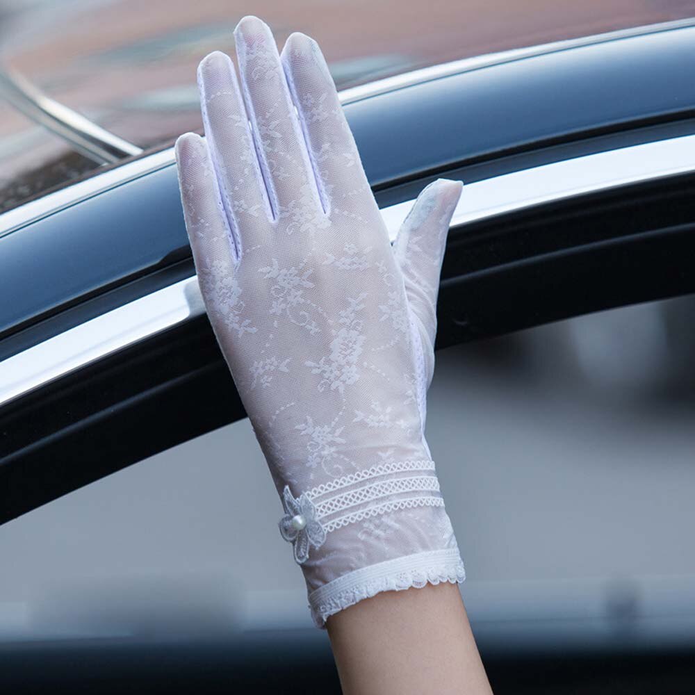 Zon Bescherming Handschoenen Vrouwelijke Zomer Uv Bescherming Dunne Gedeelte Rijden Kant Ijs Zijde Full-Vinger Handschoenen: GA