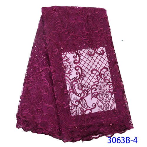 Embroidered Nigerian Lace Fabric Cotton African Lace Fabric French Lace Fabric Wedding Party Dress YA3063B-1: Picture 4