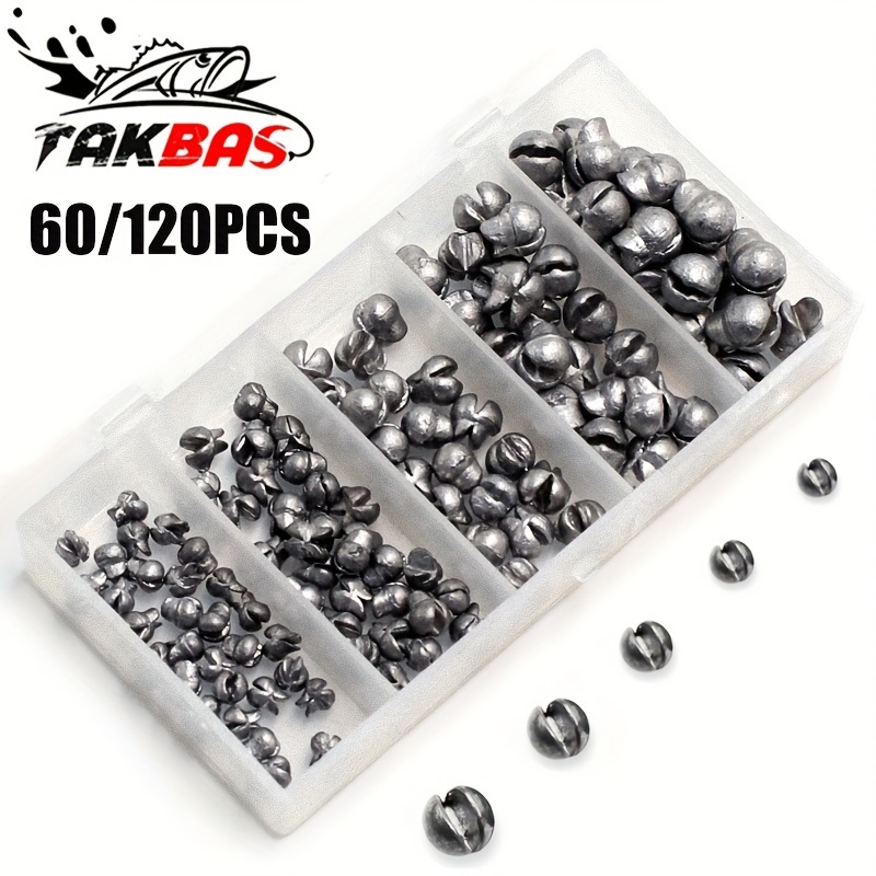 60/120 piezas, conjunto de plomos divididos de pesca redondos y extraíbles, disponible en 5 tamaños
