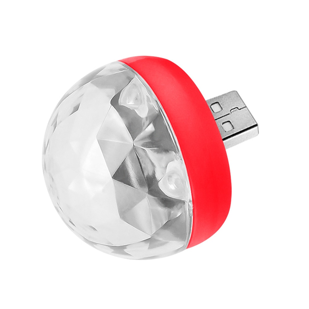 Mini usb disco dj ljus led lampa kristall magisk effekt scen boll lampor musik kontroll mobiltelefon usb ljus för hem år: Röd / För ios