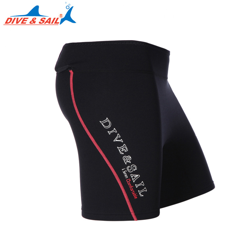 DIVE&SAIL 1.5mm Neoprene Diving Shorts Men Women Wetsuit Winter Warm Swimming Trunks Beach Short Pants for Rowing Diving Surfing