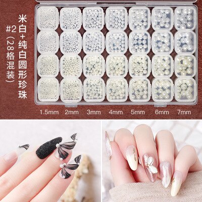 1 sac/10000 pièces Mix tailles blanc Nail Art conseils demi/rond perles 3D ongles perles strass décoration Salon de beauté manucure approvisionnement: 16