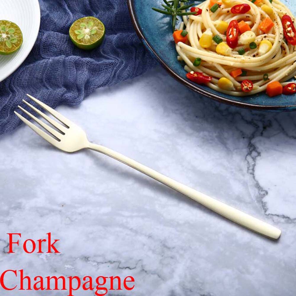 Cuillères et fourchettes à Long manche | Couleur arc-en-ciel en acier inoxydable, cuillère à soupe cuillère glaces thé cuillère à café vaisselle de table, couverts de maison: Fork champagne