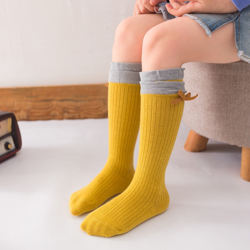 Kind Socken Kinder Kleinkind Baby Mädchen Jungen Solide Anti-Slip Gestrickt Lange Socken Knie Socken Winter Herbst Baumwolle socken M810 #