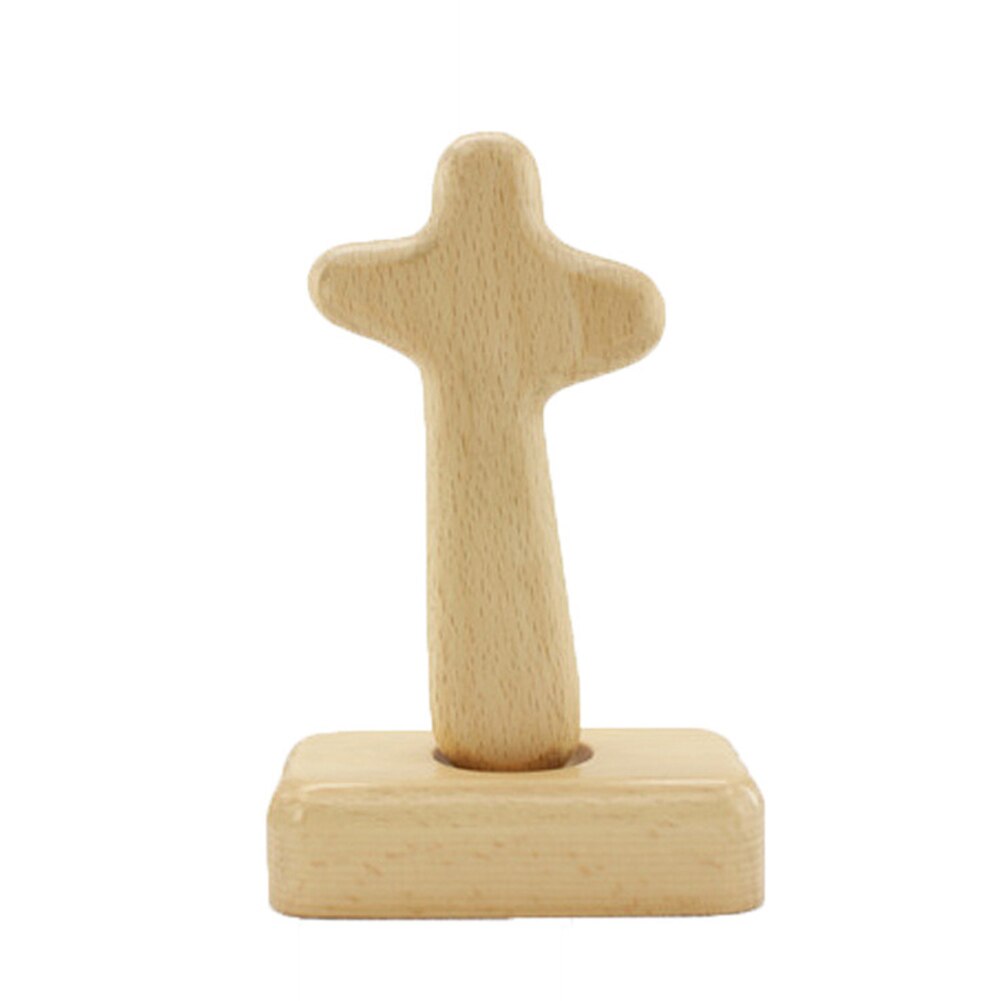 Jesus Cross Houten Ornamenten Massief Houten Christian Katholieke Cross Staande Kruisbeeld Muur Kruisbeeld Accessoires Hout Stand Cross: Round