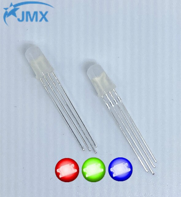 20 st 5mm fullfärgsledning rgb röd / grön / blå gemensam katod / anod fyra fot transparent höjdfärg ljus 5mm diod färgglad: Diffus anod / 10 st